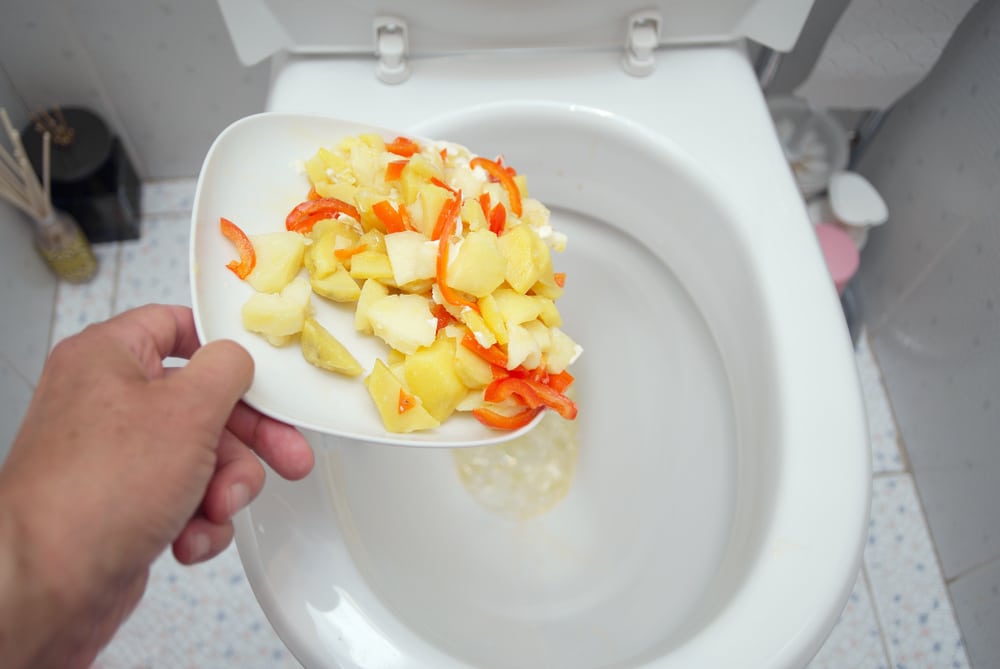 Flushing food down the toilet