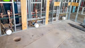 commercial plumbing being installed